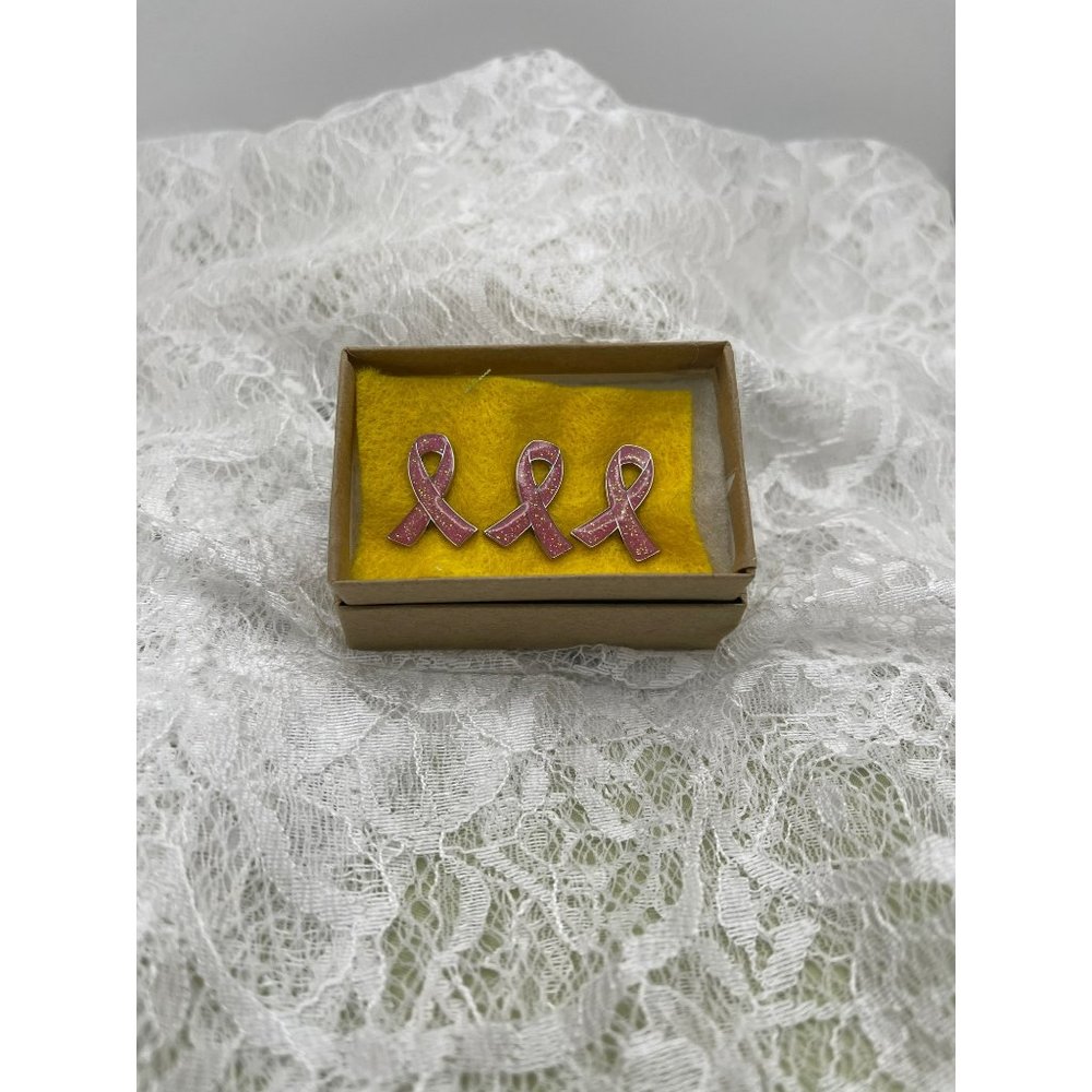 Breast Cancer Awareness Pink Sparkle Resin Pins